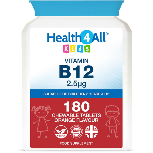Kids Vitamin B12 180 Chewable Tablets, 6 Months Supply, for Children 3+