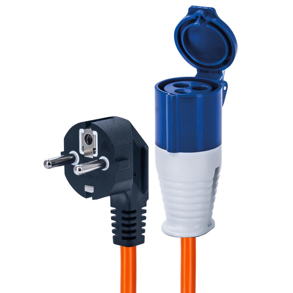 Status UK to European Plug Adaptor, 16A Site Socket, 20cm
