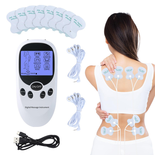 Period Simulator Machine for Men Tens Machine for Back Pain 6 Modes 8 Pads Period Cramp Simulator Rechargeable Electric Massager with Back