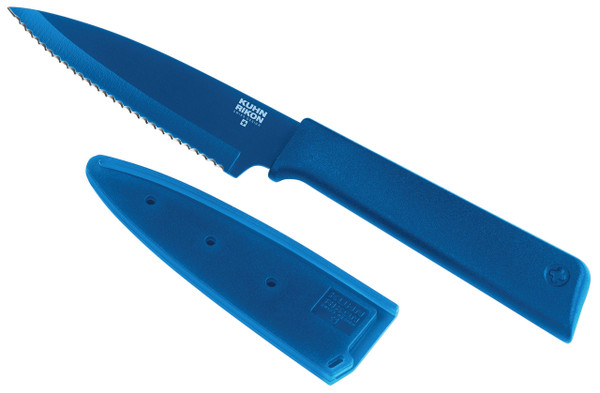 Kuhn Rikon 26523 Paring Knife Colori+ serrated in blue, Stainless Steel, 19.2 x 1.5 x 3 cm