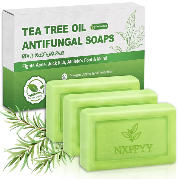 Antifungal Soap-Antibacterial Soap Bar with Tea Tree Oil (3Bars X 2.82Oz)