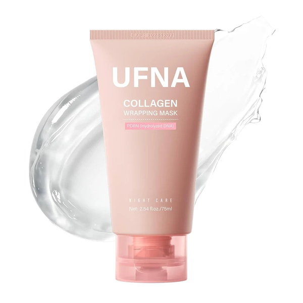 UFNA Collagen Face Mask - Overnight Wrapping Facial Perm Firming and Hydrating Hydrolyzed Sodium + Panthenol Niacinamide Reduces Dullness and Promotes Smooth Skin Texture 75ml / UFNA 콜라겐 페이스 마스크 - 오버나이트 랩핑 페이셜
