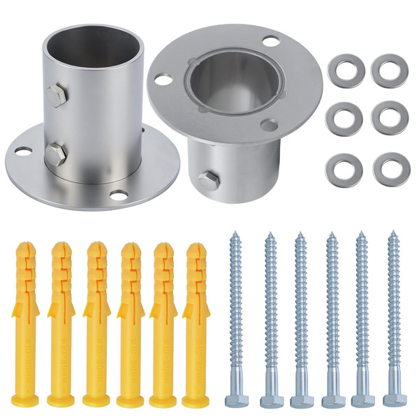2 Packs 304 Stainless Steel Silver Deck Flanges Suitable for 1.5" OD Pipes,Suitable for The handrails of Swimming Pool Ladder Supports(Including Screws)