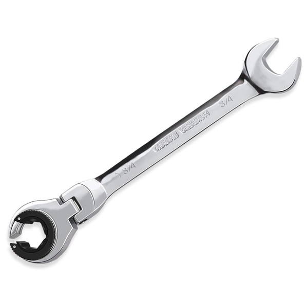 LOSCHEN 1PCS 3/4 Open Flex-Head Ratcheting Wrench, SAE Ratcheting Spanner with 72 Teeth, Chrome Vanadium Steel Tubing Ratchet Spanner