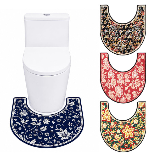 luperasol 4 Pcs Washable Commode Potty Training Mats,Toilet Training Mats, Leak-Proof & Non-Slip Adult Incontinence Toilet Mat, Toilet Rugs U Shaped Washable for Bathroom