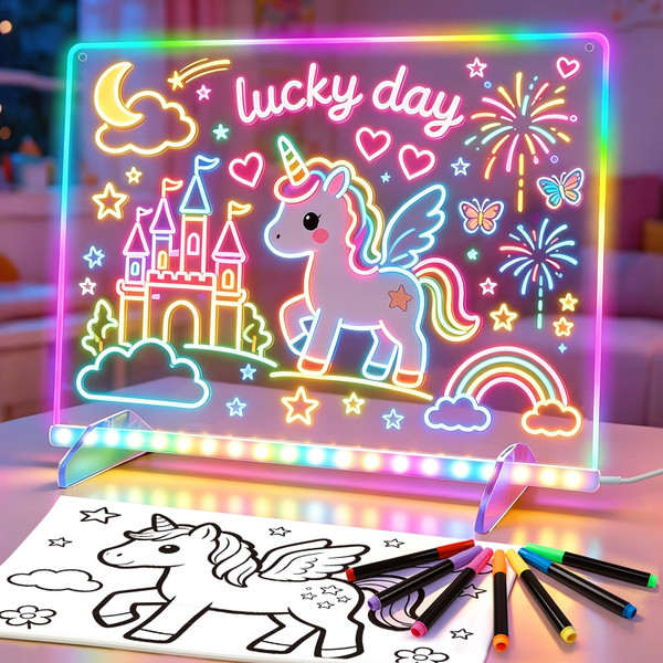 Cosmody LED Drawing Board for Kids, 16" LED Note Board with Color Effects