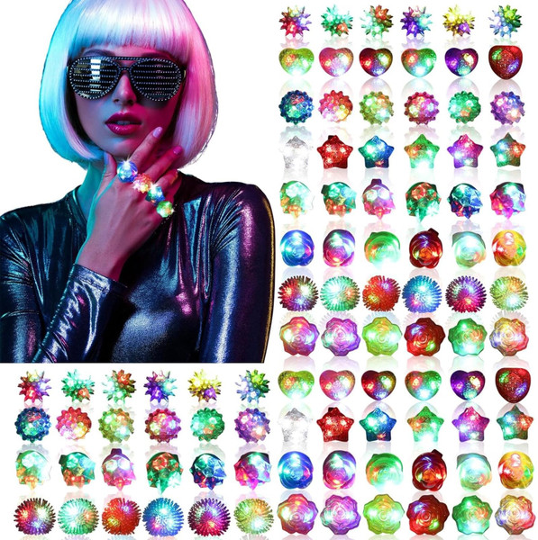 U-MOJOK Light Up Rings, 8 Style Flashing LED Jelly Finger Rings,Glow in the Dark Party Supplies for Concert, Raves, Party Bag Filler, Festival Accessories,Party Decorations (100)