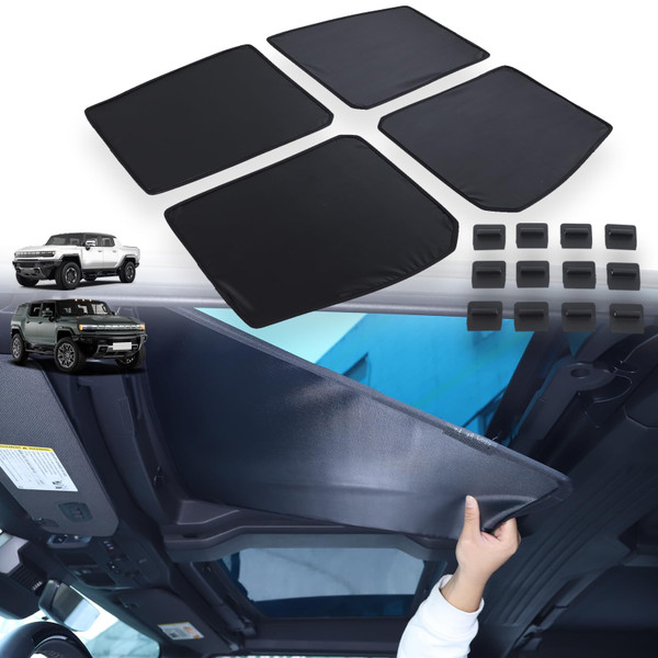 for 2024 2025 Hummer EV Accessories Sun Shade, Won't Sag Car Interior Roof Windshield Sun Shade, Steel Wire Memory Sun Shade Insulation Heat Blocks UV Ray Glare-Proof-Sun