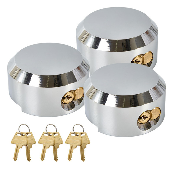 Pomunty 3 Pack Trailer Door Locks Keyed Alike Heavy Duty Hockey Puck Locks Reinforced Hidden Shackle Padlocks w/6 Keys Solid Steel Lock for Trailers Trucks Vans Shed Gates Garage