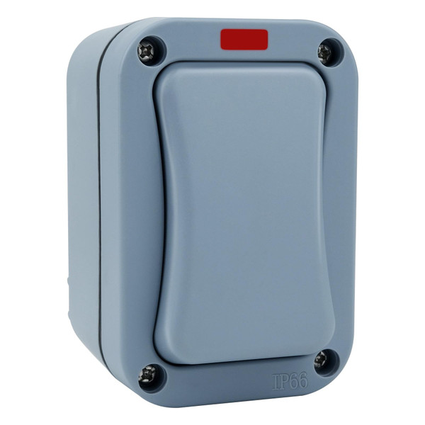 NineLeaf Outdoor Waterproof Light Switch, IP66 Weatherproof SPDT Dual Control Wall Switch with LED Indicator, Slim Compact Design, 15A 125V ABS Housing, Suitable for Garden, Balcony, Garage,1PK