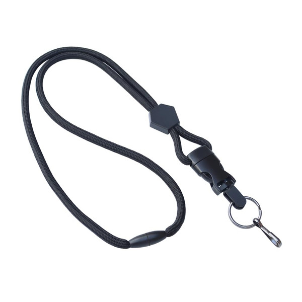 BETOOM 2 Pack-Heavy Duty Breakaway Lanyards for ID Badges and Keys-Badge Holder-Keychain Neck Strap-Durable Round Tactical Cord with Detachable Buckle-Adjustable Slide-Metal Hook (Black)