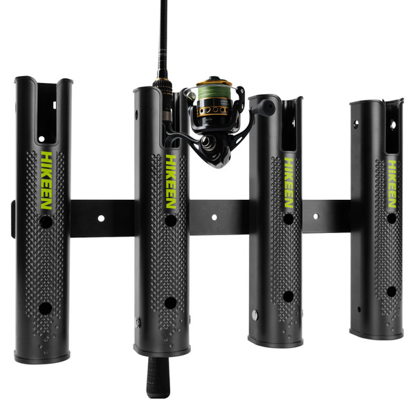 Hikeen Adjustable Fishing Rod Holder, 4 Tube Fishing Pole Holders Wall-Mounted Rod Rack for Boat Kayak Golf Cart Garage Crate Cooler Wagon RV