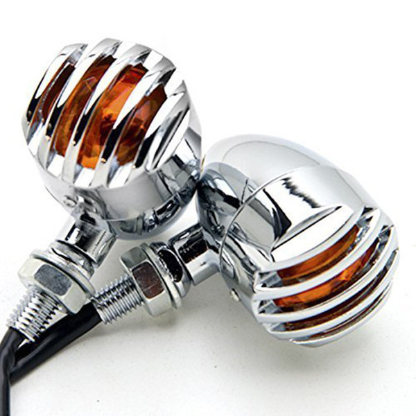 TASWK Chrome Heavy Duty Motorcycle Bullet Turn Signals Bulb Indicators Blinkers Lights a Pair
