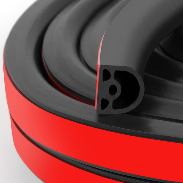 Benory Silicone Weather Stripping Door Seal Strip for Doors & Windows,Self-Adhesive Backing Seals Large Gap (from 5/16 inch to 15/32 inch) (9/16" (W) x 15/32" (T) x 19.7' (L), Black)