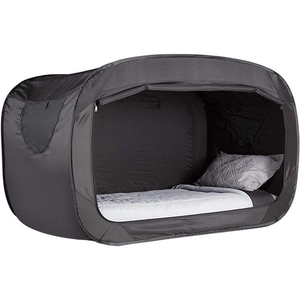 NKM Twin Bed Canopy Indoor Tent for Adults,Blackout Bed Tent,Portable Black Folding Sleep Tent