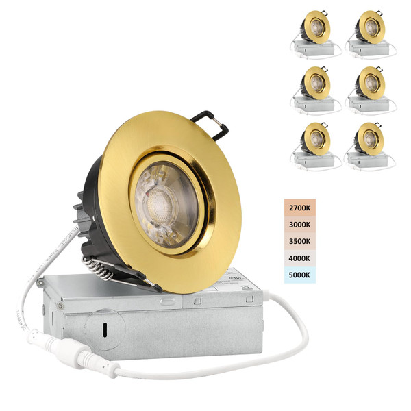 POPANU Premium 3" LED Recessed Lights - Ceiling Spotlight with 3" Gimbal and Eyeball 5 CCT, Adjustable Recessed Light with Connection Box, 8W CCT Adjustable