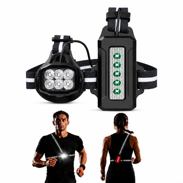 YOSKY 800 Lumen Chest Light, Running Light for Runner with Reflective Straps, Rechargeable Running Headlamp Flashlight, Adjustable Safety Lights Beam for Walking Dog at Night, 4-8h USE TIME