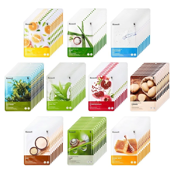 Ricocell Nature Coverage Mask Pack No. 1 Set, 100 Pieces, 1 Piece / 리코셀 네이처리커버리 마스크팩 1번 세트, 100개입, 1개