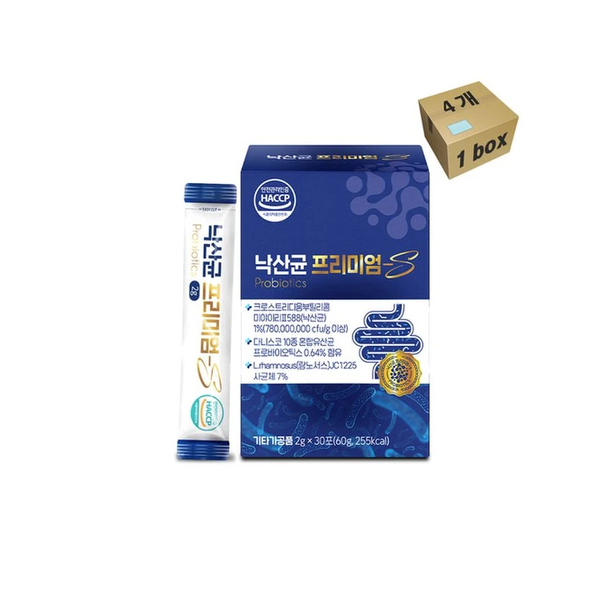낙산균 프리미엄S 2g 1box (30포 x4개) Naksankyun Premium S 2g 1box (30 packets x 4)