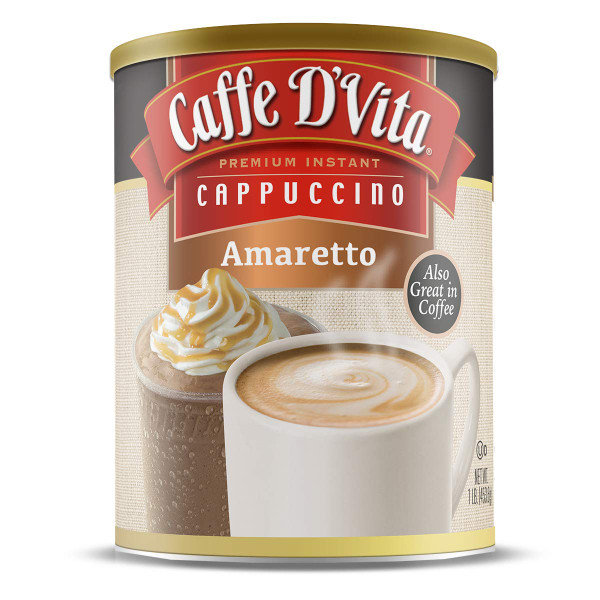 Caffe D'Vita Amaretto Cappuccino Mix - 16 Oz Can, 6-Pack