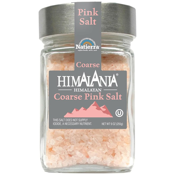 Natierra Himalania Himalayan Coarse Pink Salt in Glass Jar | Unrefined & Non-GMO | 9 Ounce