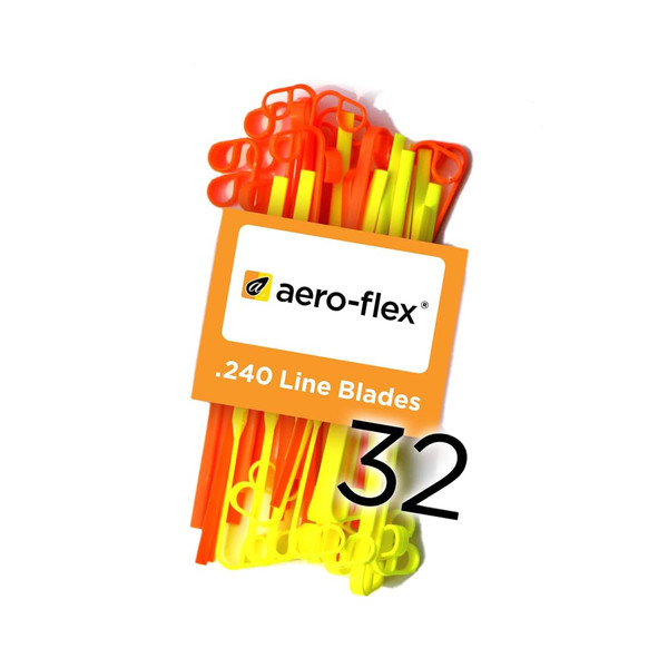 Aero-Flex® Premium Replacement Flexible Line Blades for Trimmers - Durable String Replacement - .240 Line Blades (32 Combo Pack)