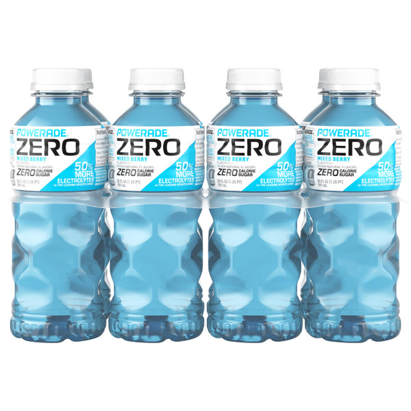 POWERADE ZERO Sugar Sports Drink, Mixed Berry Electrolytes, 20 Oz (8 Pk)