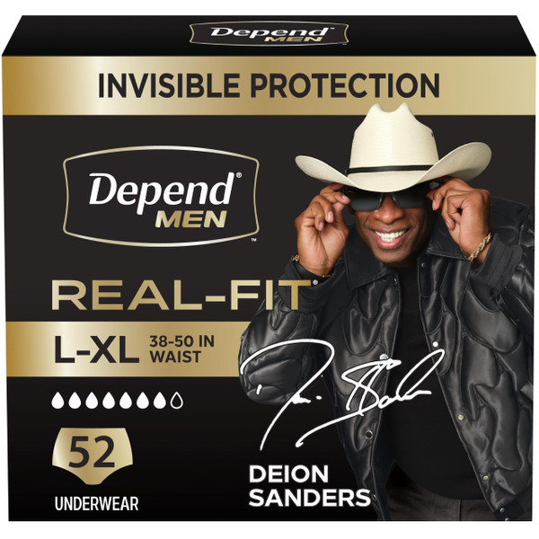Depend Real Fit Incontinence Underwear for Men, L/XL, 52 Count