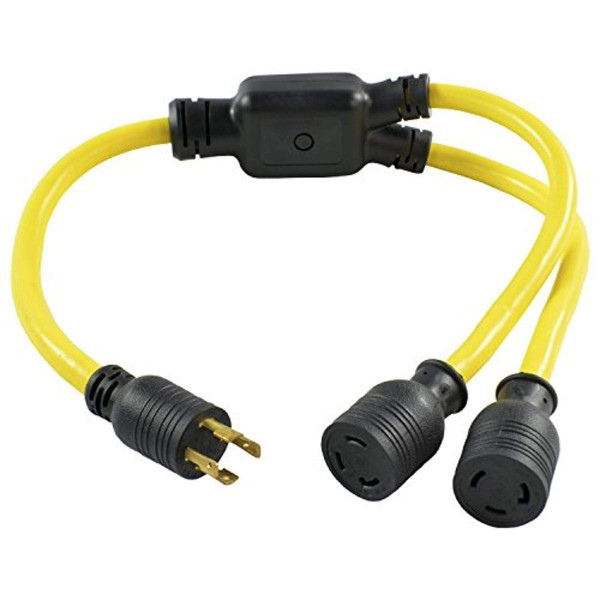 Conntek YL1430530 30-Amp 125/250-volt L14-30P Generator Y-Adapter 4-Prong Male Plug to L5-30 Locking Female Connectors