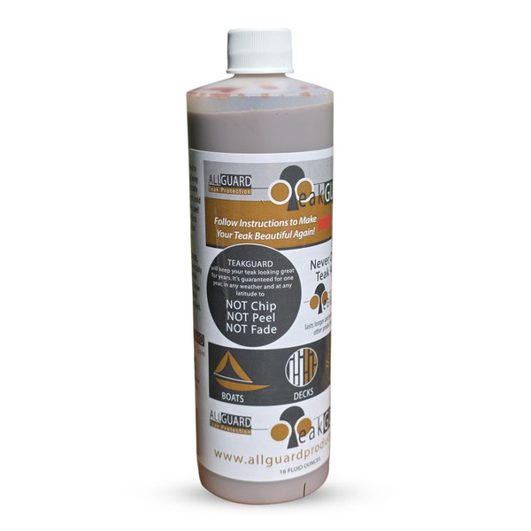 TeakGuard Finish, Premium Teak Cleaner and Brightener, Water-Based, Oil-Free Wood Restorer & Protectant, Safe & Easy To Use Teak Sealer & Polisher for Outdoor & Indoor Wood Furniture, 16 oz