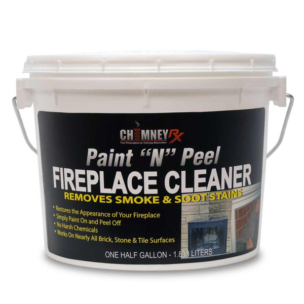 CHIMNEYRX 300467 Paint N Peel Fireplace Cleaner – Removes Smoke & Soot Stains from Brick, Tile, & Stone Surfaces Around Fireplace Fronts & Hearths – Water-Based, & Easy Peel-Off, 1/2 Gallon