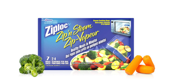 Ziploc Zip 'N Steam - Large Steam Cooking Bags, 7 bags
