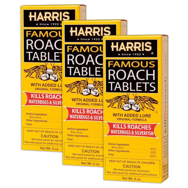 P.F. HARRIS Roach & Silverfish Killer Tablets (6oz), 145+ Tablets Included, Treats a Minimum of 12 Rooms - 3 Packs Included