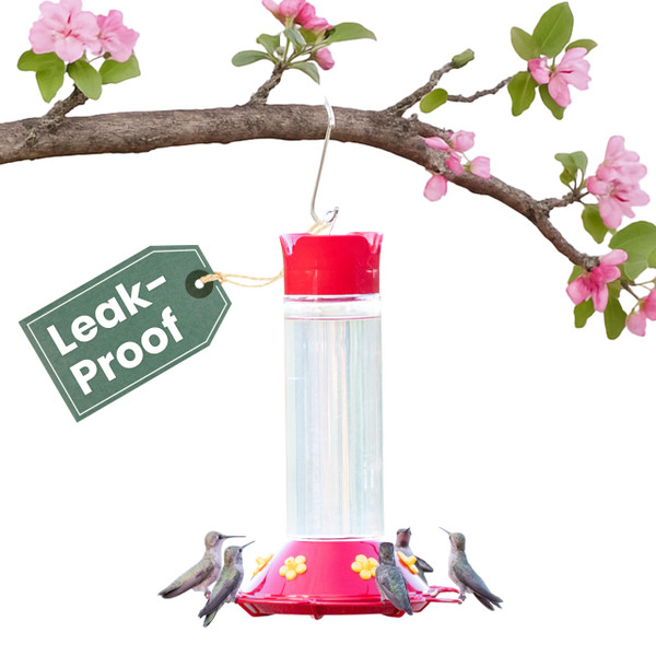 Perky-Pet 209B-1SR Glass Hummingbird Feeders for Outdoors Hanging - 30 fl oz Nectar Capacity - Ant & Bee Guarded Red Bird Feeder