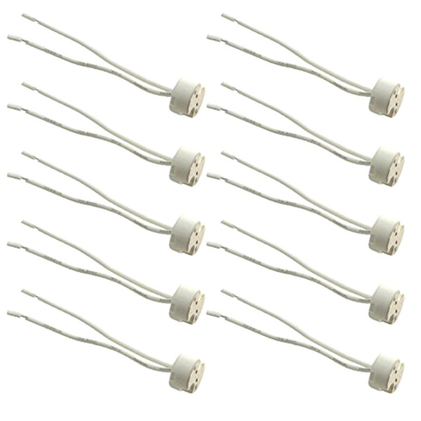 glo-shine Mr16 Mr11 Gu5.3 Ceramic Lamp Socket,Connector Base Socket Adapter with Wire for LED Halogen CFL Bulb(10pcs)