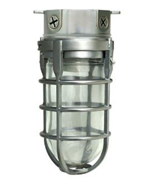 Woods L1706BS Vandal Resistant 150W Incandescent Security Light; Ceiling Mount; Compatible With Up To 50 Watt Standard Base Bulbs; Brushed Steel