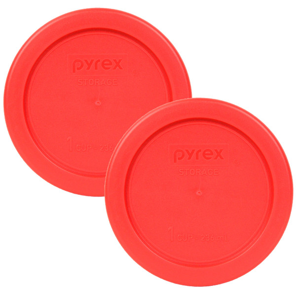 Pyrex 7202-PC (1-Cup) Red Replacement Lids (2-Pack) - Made in USA