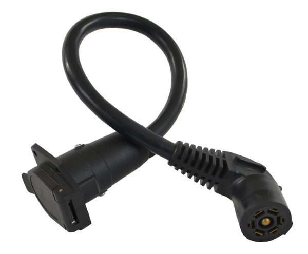 Conntek 11110-024EX 7-Way Travel Trailer Extension Cord with Elbow Plug (2-Feet), Black