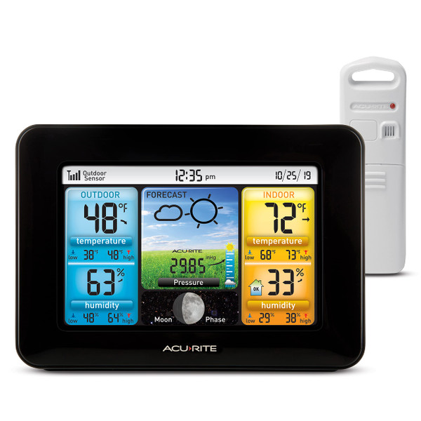 AcuRite Wireless Home Weather Station with Color Display, Indoor Outdoor Thermometer and Temperature Sensor (02077M)