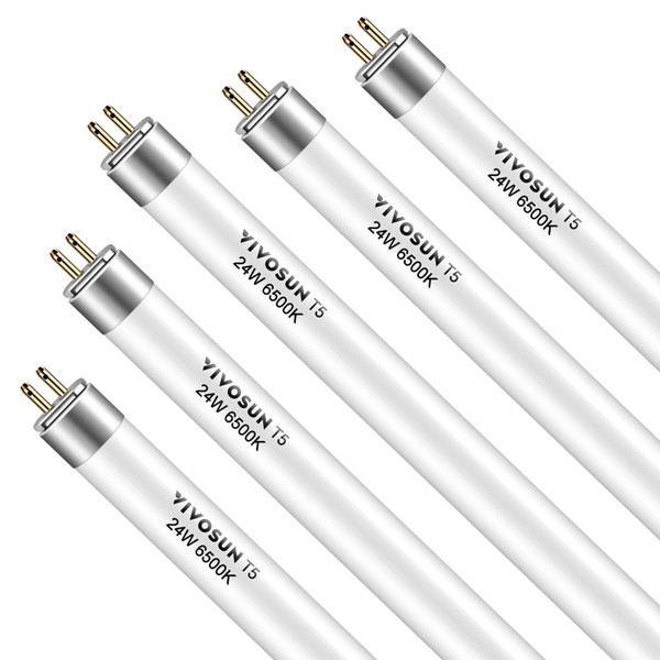 VIVOSUN T5 Grow Light Bulbs 2Ft 22 Inches, 24W 6500K HO Light Bulbs, 5-Pack