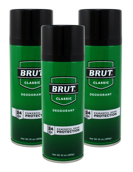 Brut Deodorant 10oz Aerosol Classic Scent (3 Pack)