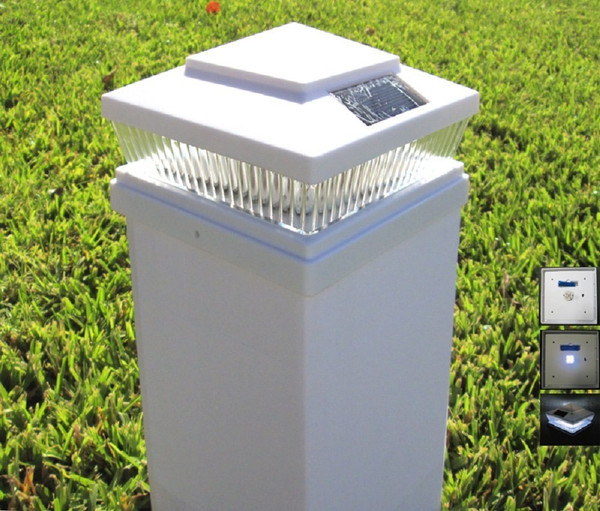 Plastic White 6 x 6 Outdoor 5 LED 78Lumens Solar Post Cap Light Designed to fit on 6x6 Hollow Vinyl/PVC/Plastic or Solid Wood/Composite Posts