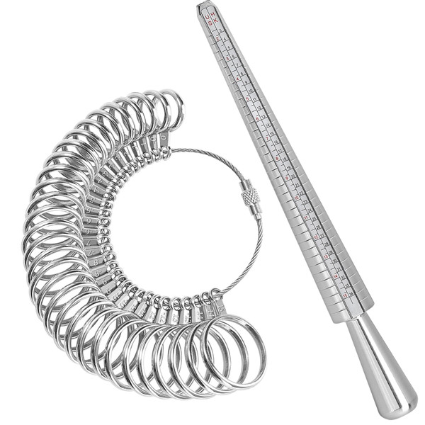 Accmor Ring Sizer Tool Including Ring Mandrel & Ring Sizer Guage, 4 Sizes Ring Measurement Stick Metal Mandrel & Finger Sizing Measuring Tool Set for Jewelry Making Measuring