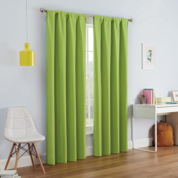 Eclipse Kendall Blackout Rod Pocket Curtain, 42x95, Lime