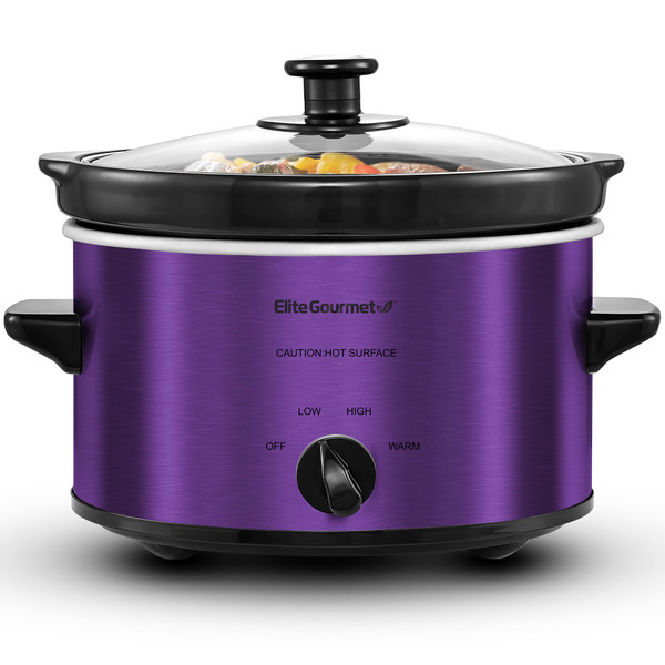 Maxi-Matic MST-275XP Electric Oval Slow Cooker, 2 Qt, Purple