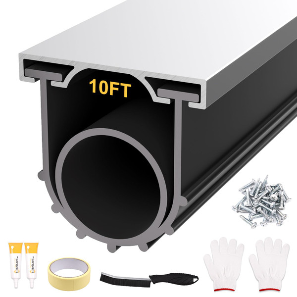 Orechic 10FT Garage Door Seals Bottom Rubber, Heavy Duty U+O Ring Garage Door Bottom Seal with Aluminium Track Retainer Kit, Universal Garage Door Weather Stripping for Home Garage (1.57" W, Silver)