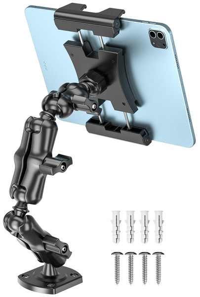OHLPRO Heavy Duty Drill Base Tablet Mount for Car & Truck Dashboard Holder with 360 Adjustable 3-Stage Arm for 5-13" iPads Tablets & Phones Kindle, Mounting for Commercial Vehicles Boat Wall Desk