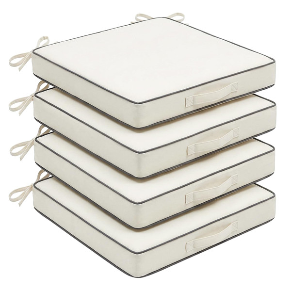 AMCATON 4 Pack Square Outdoor Seat Cushions (Cream, 19 INCH × 19 INCH)
