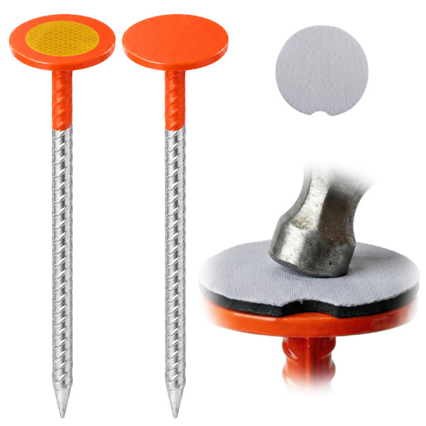 2Pack Rebar Survey Marker Stakes, 12 Inch Galvanized Steel Property Markers