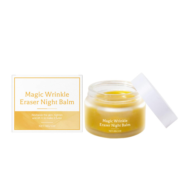 BlueBouff Magic Wrinkle Eraser Night Balm - Anti Aging Night Cream with Rosehip & Marigold Extract, Intensive Overnight Balm to Moisturize, Lift & Firm, Fade Fine Lines & Rejuvenate Skin